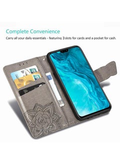 جرين تايجر جراب لهاتف Huawei Honor 9X Lite، جراب جلدي أفقي منقوش عليه زهرة حب الفراشة مع حامل / فتحة بطاقة / محفظة / حبل  - Image 5