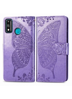 جرين تايجر جراب لهاتف Huawei Honor 9X Lite، جراب جلدي أفقي منقوش عليه زهرة حب الفراشة مع حامل / فتحة بطاقة / محفظة / حبل  - Image 2