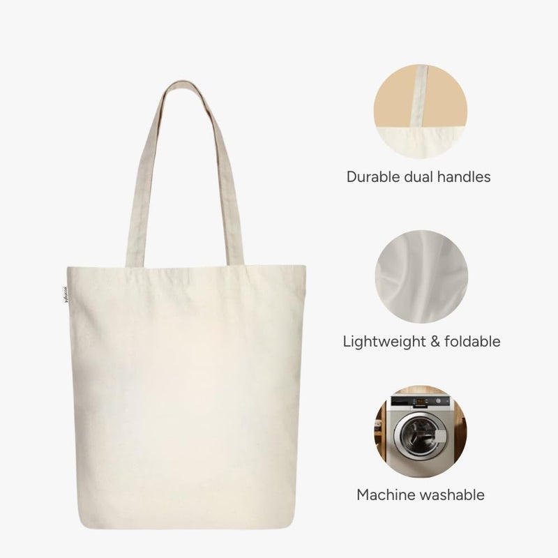 EcoRight Canvas Tote Bags for Women, College Bag for Girls, 100% Organic Cotton Tote Bag for Shopping, Travel & beach - Image 2