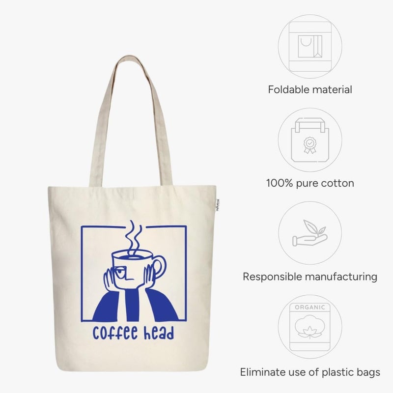 EcoRight Canvas Tote Bags for Women, College Bag for Girls, 100% Organic Cotton Tote Bag for Shopping, Travel & beach - Image 4