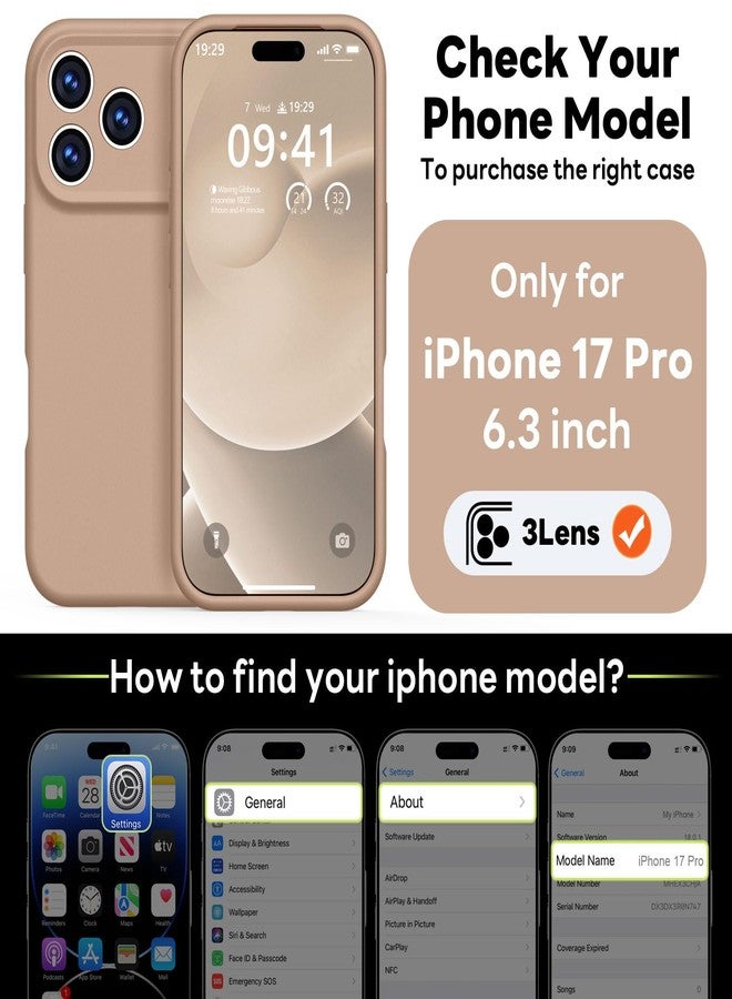 Vooii Magnetic for iPhone 17 Pro Case, Compatible with Magsafe (Premium Liquid Silicone) (Integrated Camera Control Button) Full Body Protective Anti-Scratch Microfiber Lining 6.3", Light Brown - Image 2