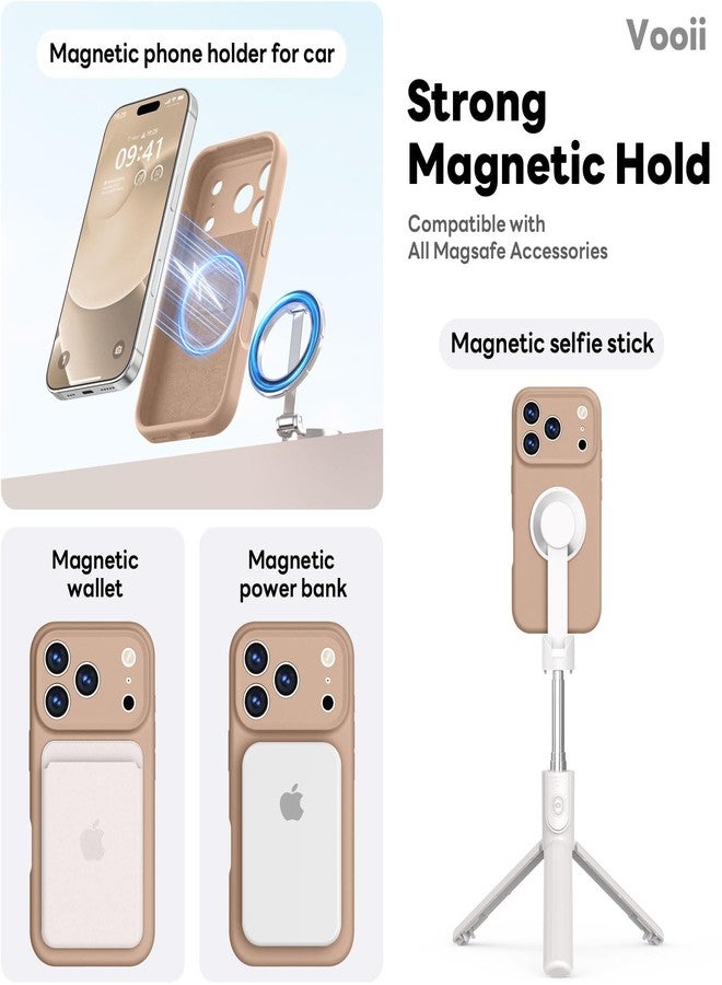 Vooii Magnetic for iPhone 17 Pro Case, Compatible with Magsafe (Premium Liquid Silicone) (Integrated Camera Control Button) Full Body Protective Anti-Scratch Microfiber Lining 6.3", Light Brown - Image 3