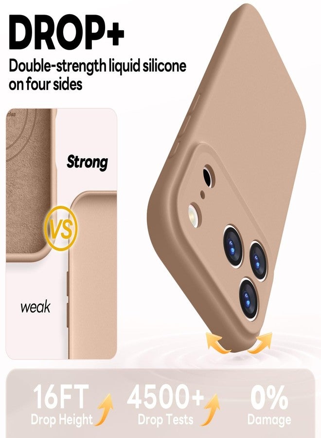 Vooii Magnetic for iPhone 17 Pro Case, Compatible with Magsafe (Premium Liquid Silicone) (Integrated Camera Control Button) Full Body Protective Anti-Scratch Microfiber Lining 6.3", Light Brown - Image 4