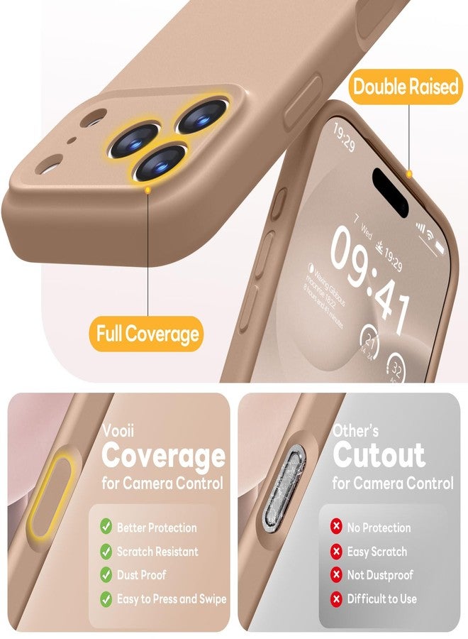 Vooii Magnetic for iPhone 17 Pro Case, Compatible with Magsafe (Premium Liquid Silicone) (Integrated Camera Control Button) Full Body Protective Anti-Scratch Microfiber Lining 6.3", Light Brown - Image 5