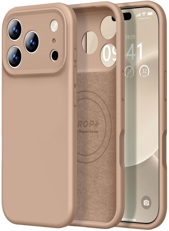 Vooii Magnetic for iPhone 17 Pro Case, Compatible with Magsafe (Premium Liquid Silicone) (Integrated Camera Control Button) Full Body Protective Anti-Scratch Microfiber Lining 6.3", Light Brown - Image 1
