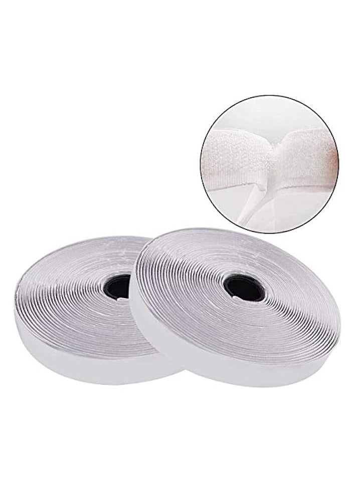 PROMASS Self Adhesive Hook and Loop Tape Roll Adhesive Double-Sided Gum Mounting Tape for Picture and Tools (white) - Image 1