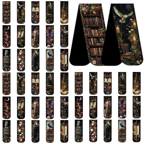 MENIFEND 45PCS Dark Academia Magnetic Bookmarks, Gothic Floral Aesthetic Magnet Book Mark Clips for Reading Women, Dark Romance Merch Bookish Accessories and Gifts for Book Lovers - Image 1