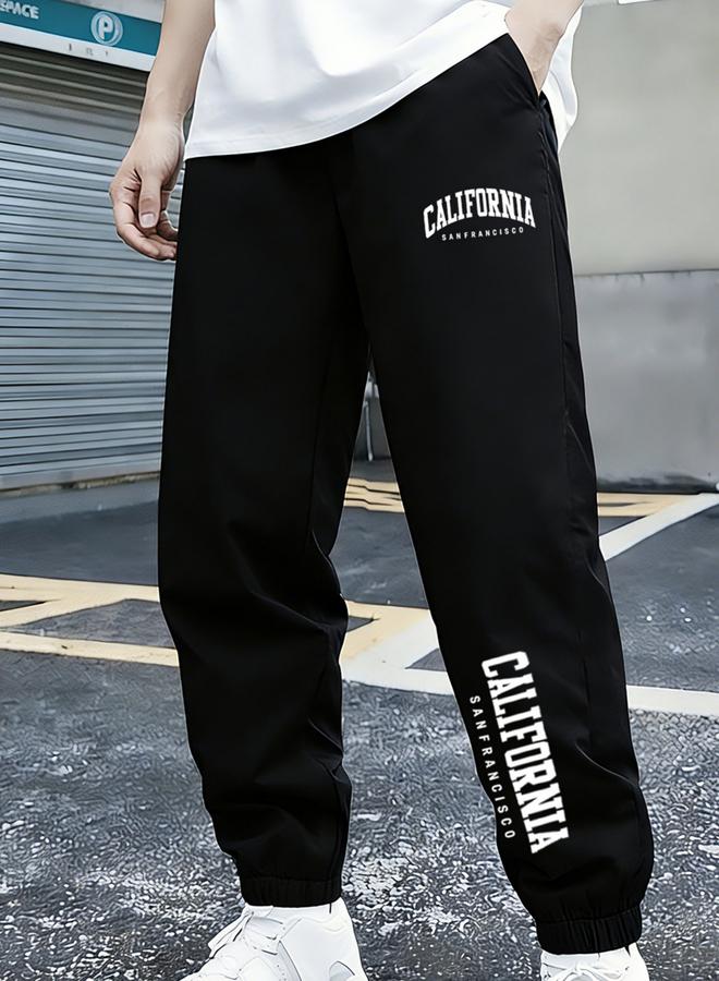 Take Two Boys Black California Print Tapered Track Pants - Image 5
