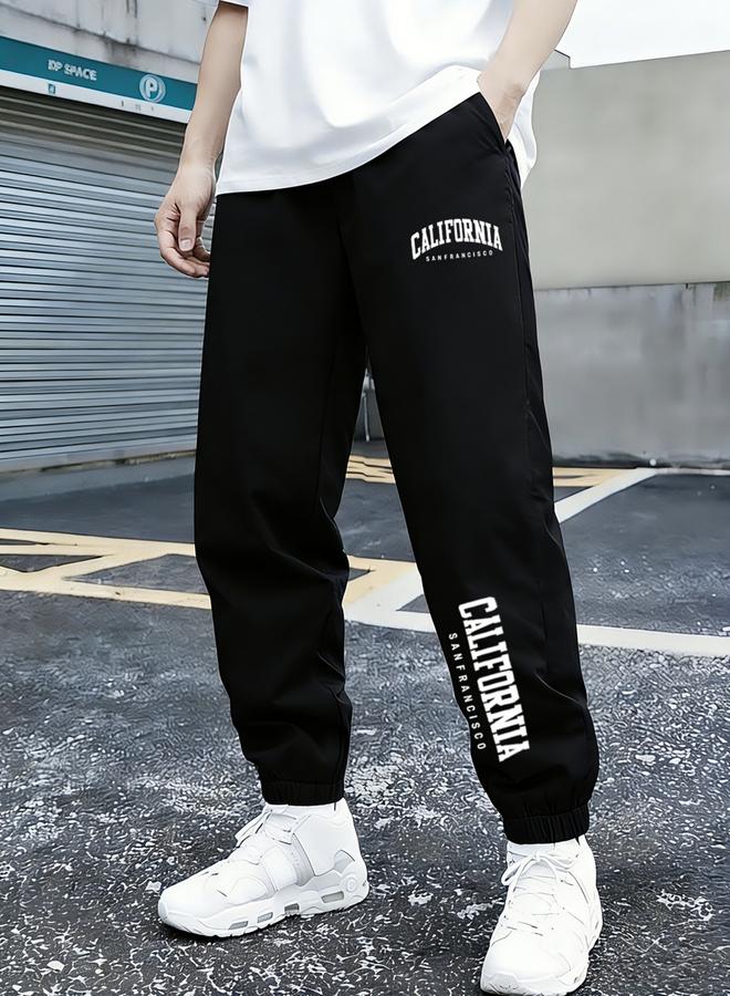 Take Two Boys Black California Print Tapered Track Pants - Image 3
