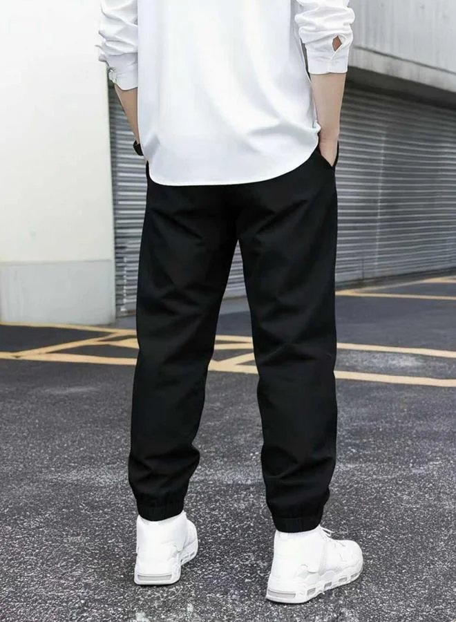 Take Two Boys Black California Print Tapered Track Pants