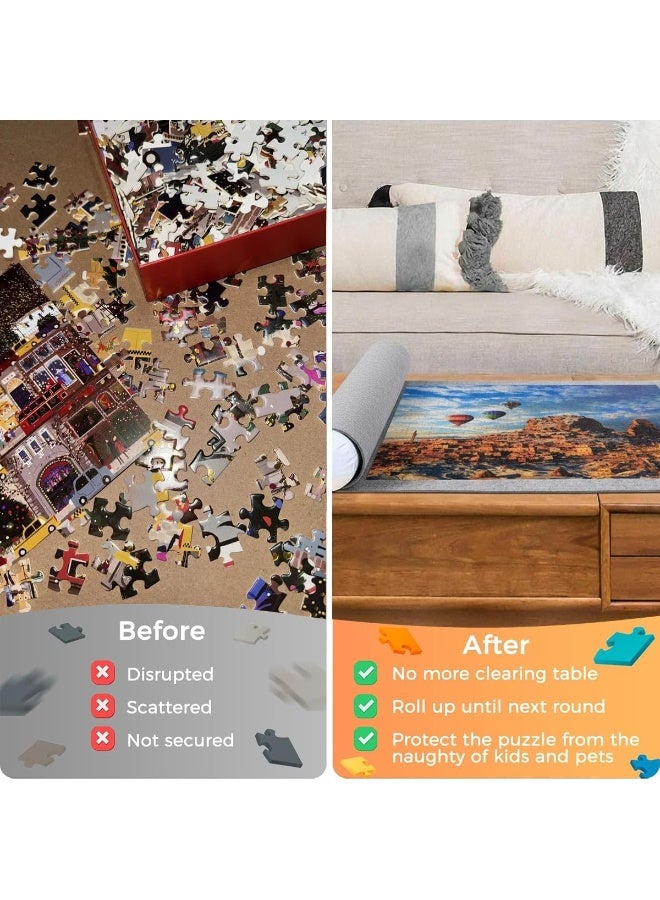 Jigsaw Puzzle Roll Up Mat Set, 3000 Pieces, Felt 140x100cm, Grey, with 6 Sorting Trays & Storage Bag - Image 5