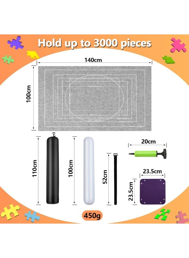 Jigsaw Puzzle Roll Up Mat Set, 3000 Pieces, Felt 140x100cm, Grey, with 6 Sorting Trays & Storage Bag - Image 4