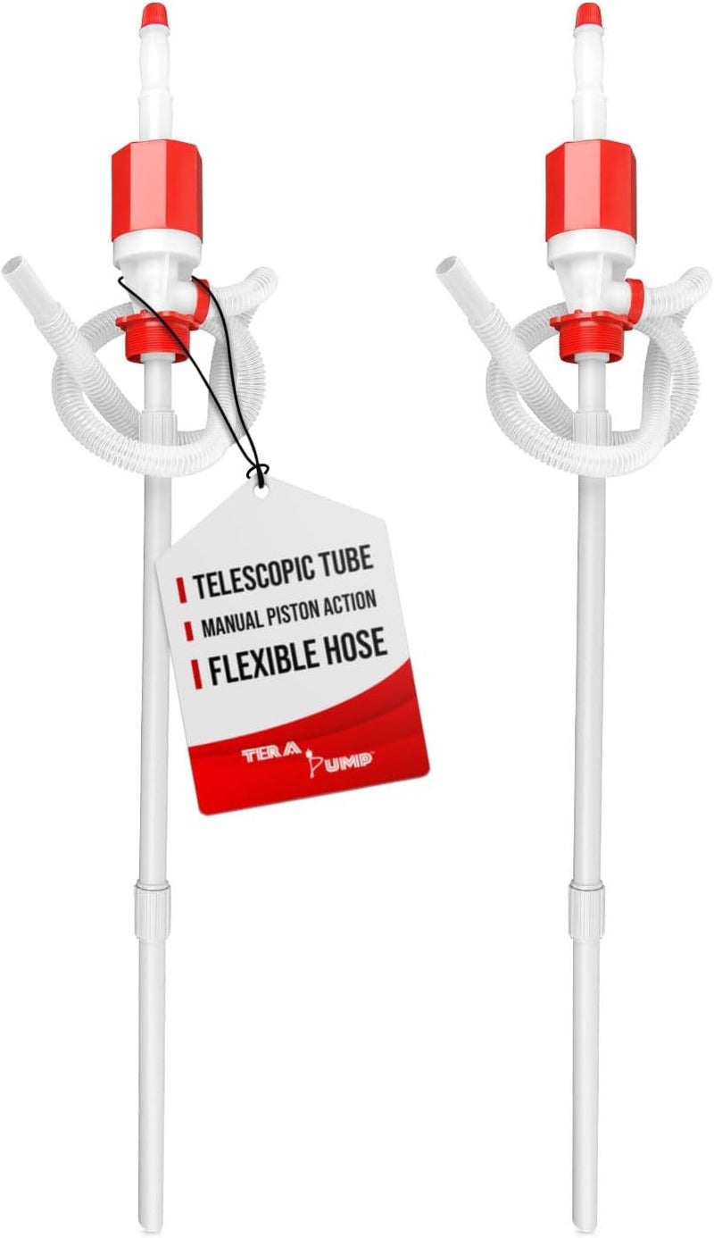 TERA PUMP 2 Pack Manual Fuel Pump for 55-Gallon Drums - BPA-Free, Heavy Duty, Adjustable Length - Image 1