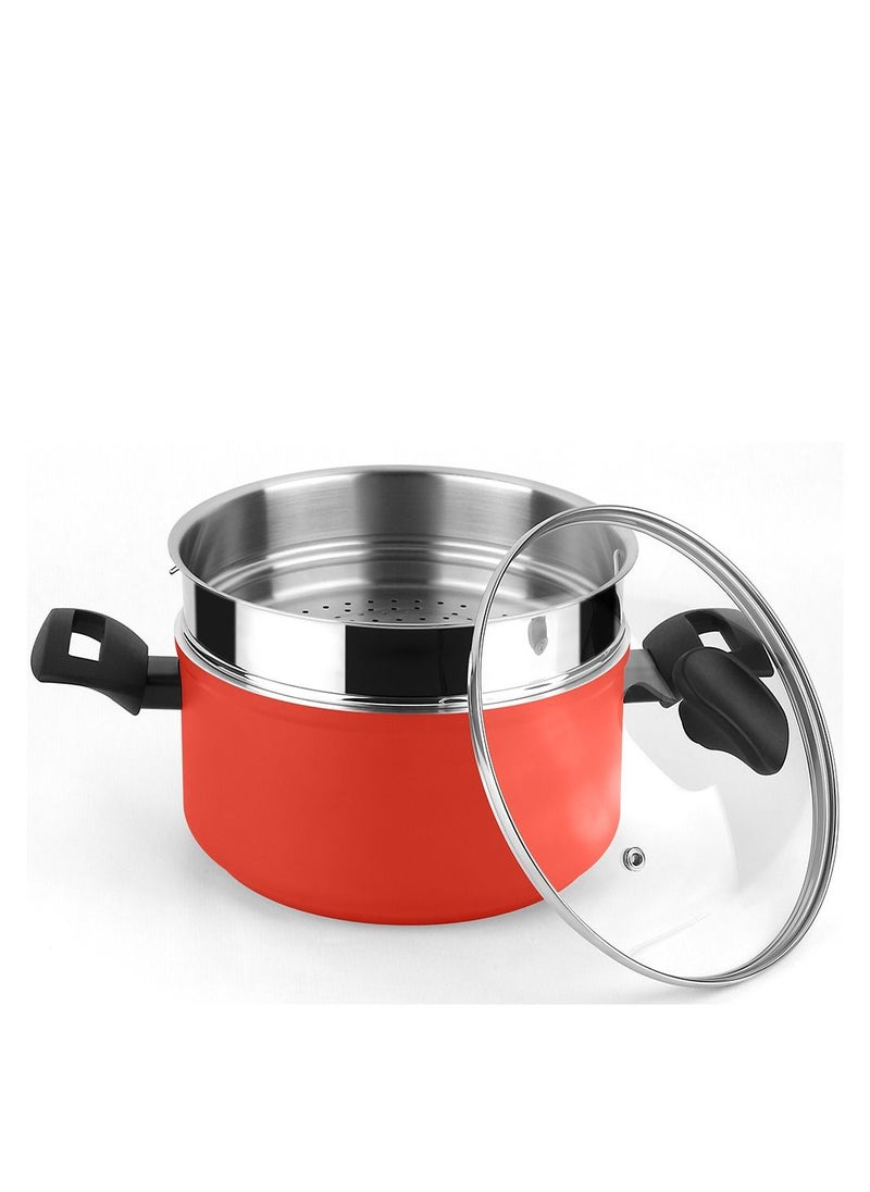 fagor MAXIMA RED COLOR POT+STRAINER STEAMER 20CM  - Image 1