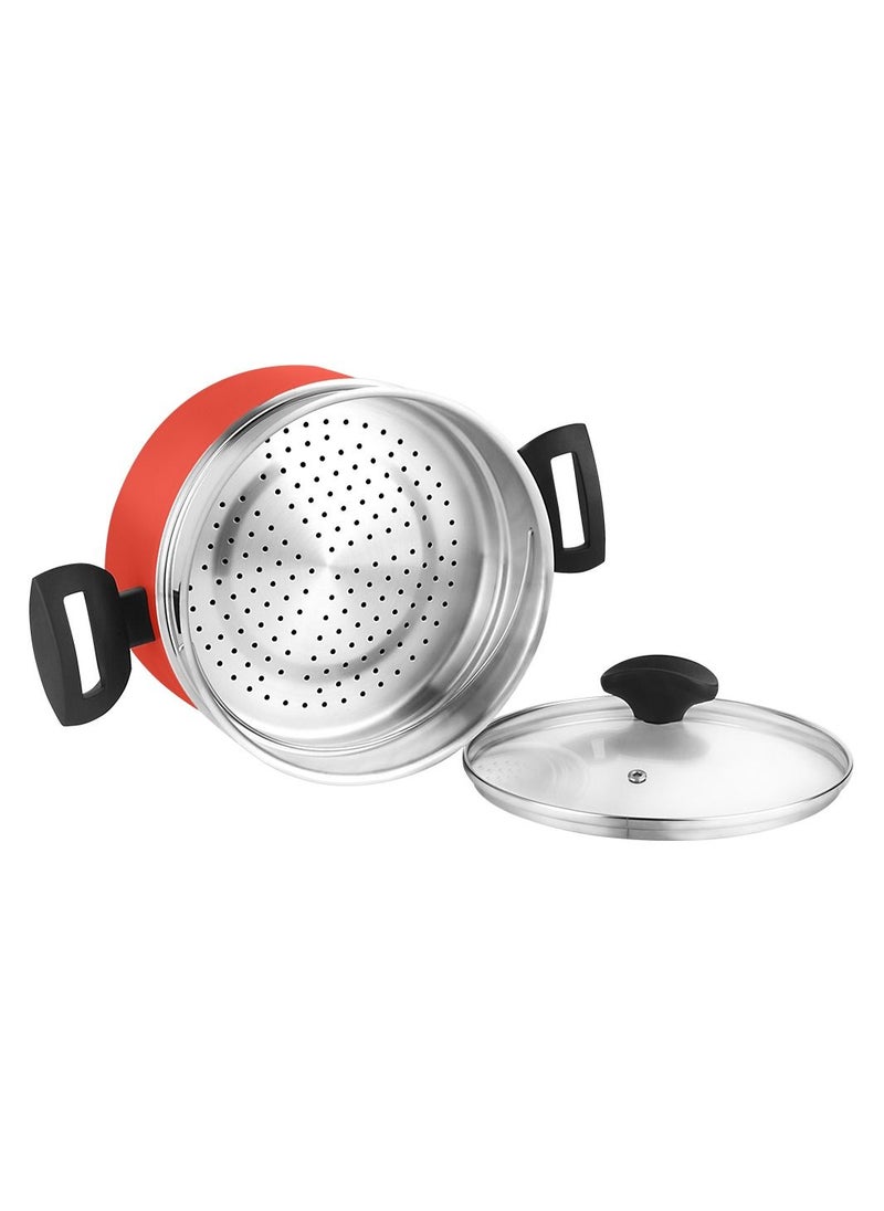 fagor MAXIMA RED COLOR POT+STRAINER STEAMER 20CM  - Image 4