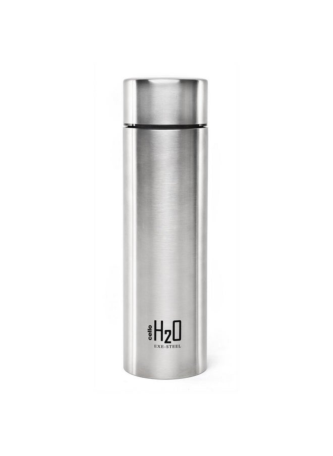 Cello - H2O Stainless Steel Water Bottle | Leak Proof & Break-Proof | Lid Is Sealed By A Silicone Ring | Best Usage For Office/School/College/Gym/Picnic/Home/Fridge |1 Litre | Silver, Set Of 5 - Image 1