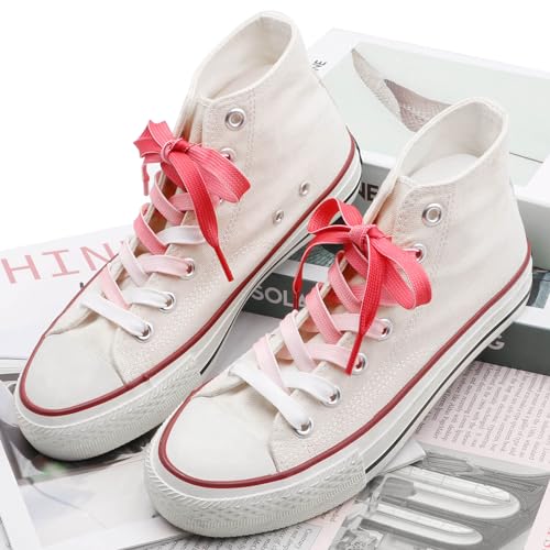 DANHUA Colorful Flat Shoe Laces: 2 Pair 39Inch Gradient Red Printed Shoelaces for Sneakers - Image 4