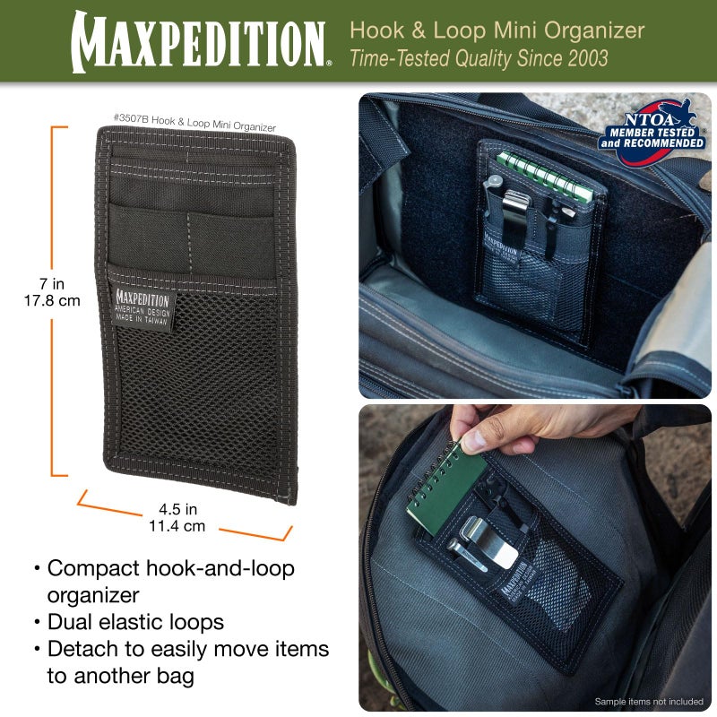 Maxpedition Gear Hook and Loop Mini Organizer, Black,4.375 x 7" - Image 2