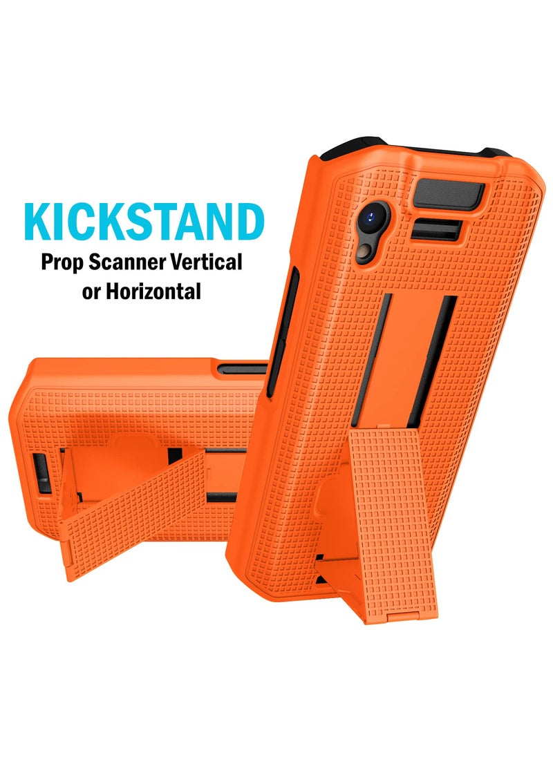 Nakedcellphone Case with Stand for Zebra TC21 TC26 Mobile Computer Scanner, Nakedcellphone Textured Slim Hard Shell Protector Cover with Kickstand - Bright Orange  - Image 5