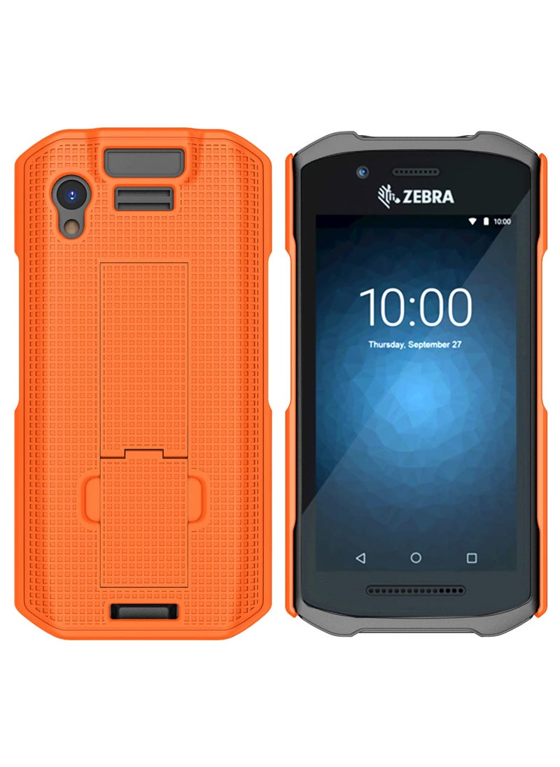 Nakedcellphone Case with Stand for Zebra TC21 TC26 Mobile Computer Scanner, Nakedcellphone Textured Slim Hard Shell Protector Cover with Kickstand - Bright Orange  - Image 2