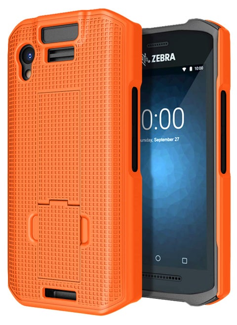 Case with Stand for Zebra TC21 TC26 Mobile Computer Scanner, Nakedcellphone Textured Slim Hard Shell Protector Cover with Kickstand - Bright Orange