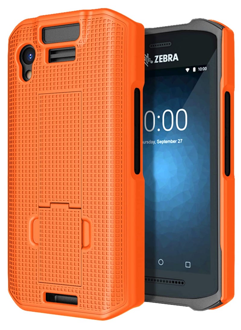 Nakedcellphone Case with Stand for Zebra TC21 TC26 Mobile Computer Scanner, Nakedcellphone Textured Slim Hard Shell Protector Cover with Kickstand - Bright Orange  - Image 1