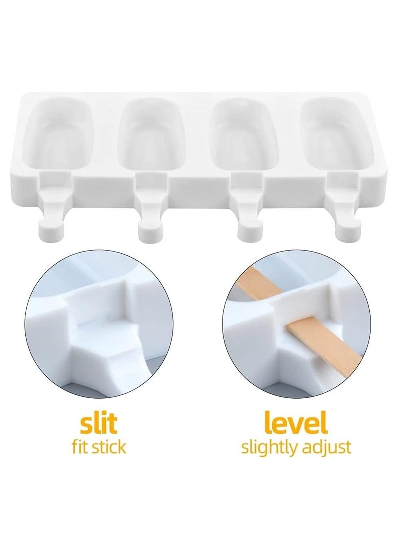Whitecloud TRANSFORMING HOMES Whitecloud TRANSFORMING HOMES Silicone Ice Cream Mold 4 Cell Popsicle Molds for DIY Homemade Desserts Freezer Fruit Juices Ice Pop Maker Mould White ICT04  - Image 5