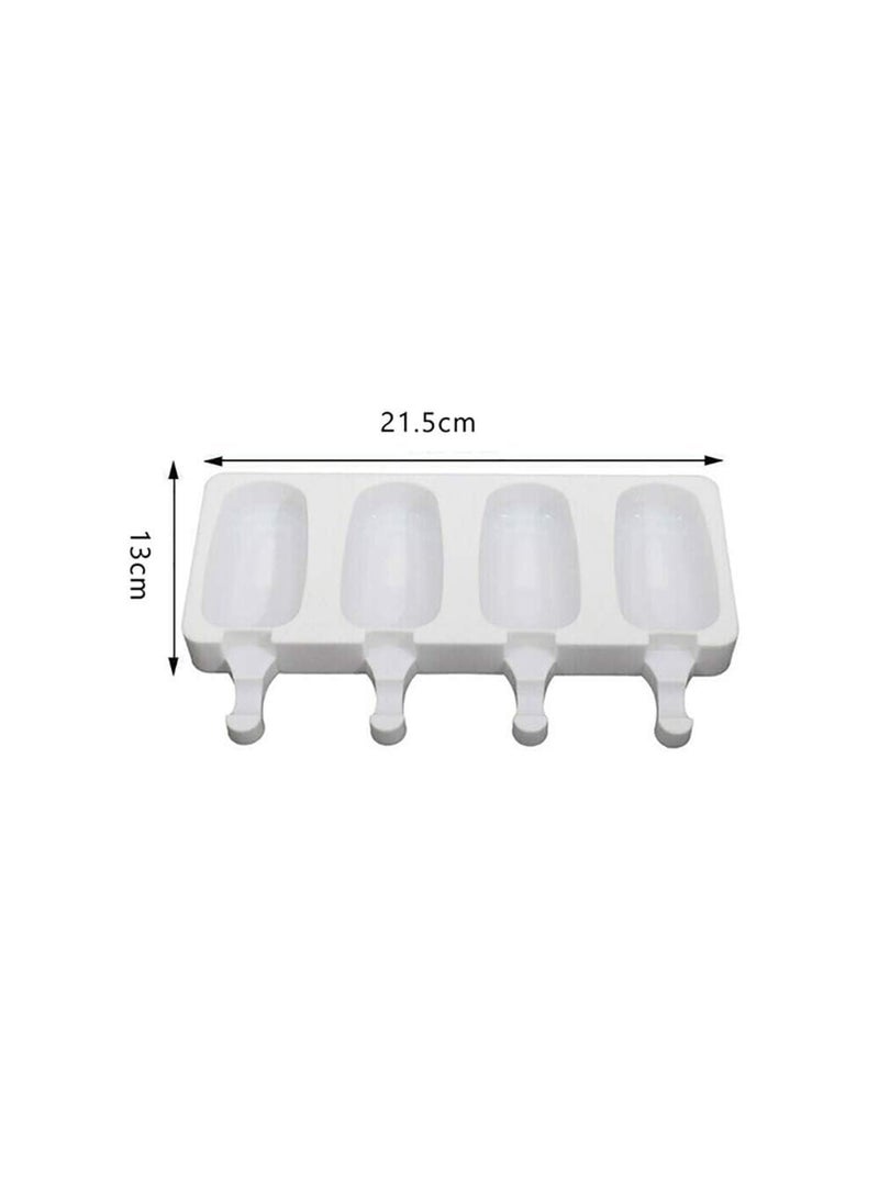 Whitecloud TRANSFORMING HOMES Whitecloud TRANSFORMING HOMES Silicone Ice Cream Mold 4 Cell Popsicle Molds for DIY Homemade Desserts Freezer Fruit Juices Ice Pop Maker Mould White ICT04  - Image 3