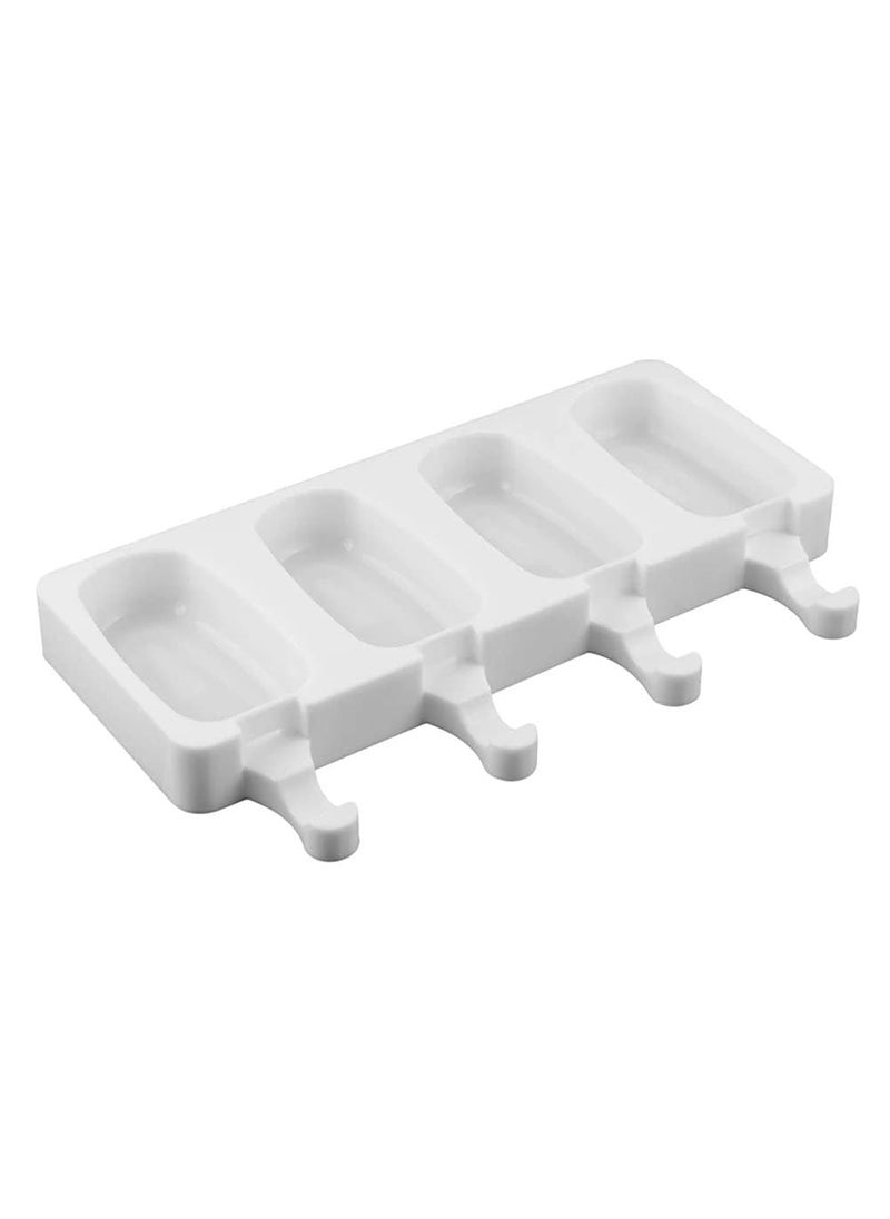 Whitecloud TRANSFORMING HOMES Whitecloud TRANSFORMING HOMES Silicone Ice Cream Mold 4 Cell Popsicle Molds for DIY Homemade Desserts Freezer Fruit Juices Ice Pop Maker Mould White ICT04  - Image 1