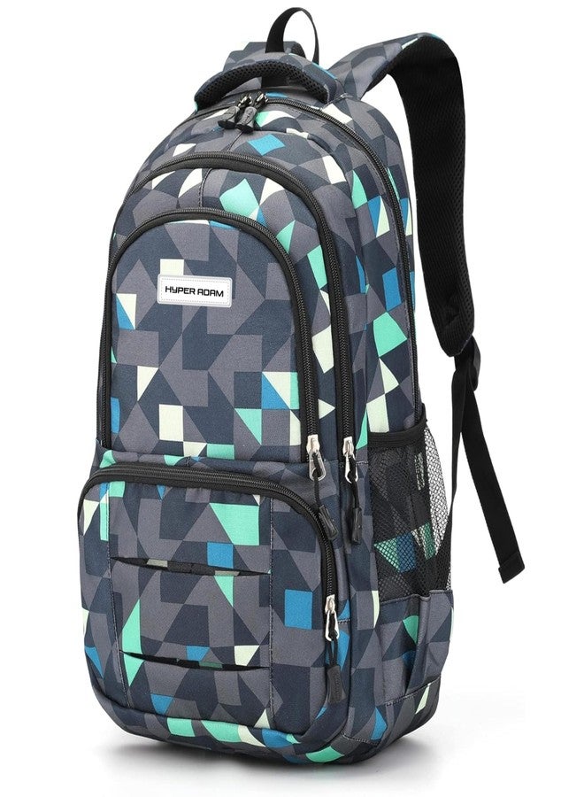 Hyper Adam School Backpack Zizzag Blue Print For College, Travel, Office, Multipurpose Picnic Bag for Boys & Girls HA-113 - Image 1