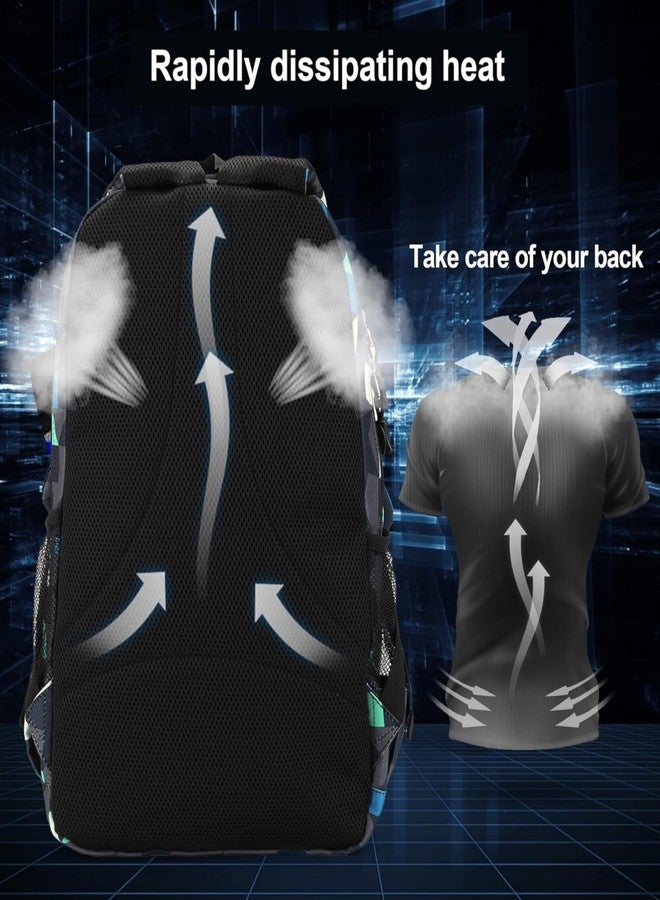 Hyper Adam School Backpack Zizzag Blue Print For College, Travel, Office, Multipurpose Picnic Bag for Boys & Girls HA-113 - Image 4