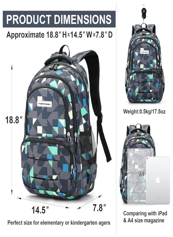 Hyper Adam School Backpack Zizzag Blue Print For College, Travel, Office, Multipurpose Picnic Bag for Boys & Girls HA-113 - Image 3