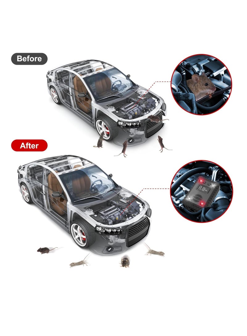 Excefore 2 in 1 Rodent Repeller Under Hood Professional Mouse Repeller and Indoor Ultrasonic Rat Repellent Mice Deterrent with Strobing Light 12 24V Vehicle Auto Truck RV or Battery Model for Outdoor Indoor - Image 2