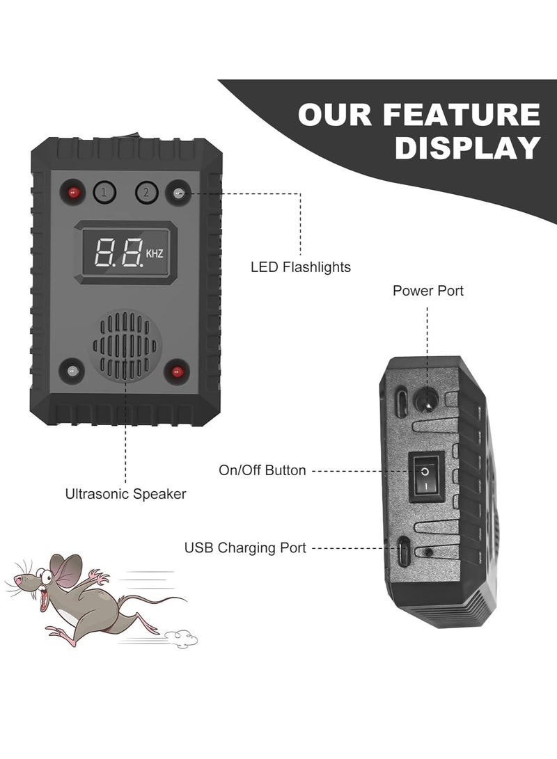 Excefore 2 in 1 Rodent Repeller Under Hood Professional Mouse Repeller and Indoor Ultrasonic Rat Repellent Mice Deterrent with Strobing Light 12 24V Vehicle Auto Truck RV or Battery Model for Outdoor Indoor - Image 3