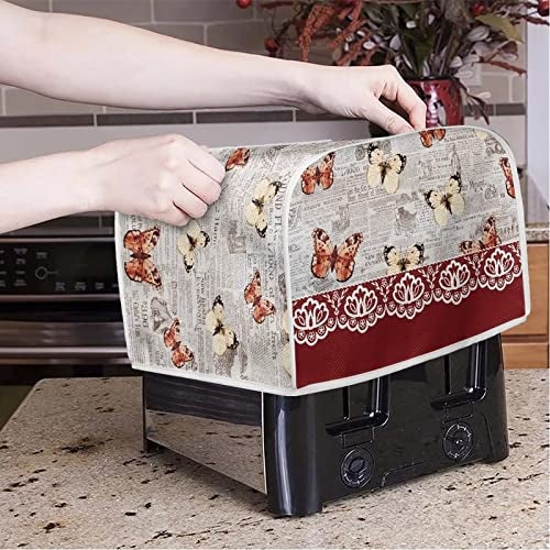 Talayituse Butterfly Flower Print 2 Slice Toaster Covers Dust Protection Bread Maker Covers Toaster Oven Cloth Cover Kitchen Accessories Washable Appliance Cover - Image 3