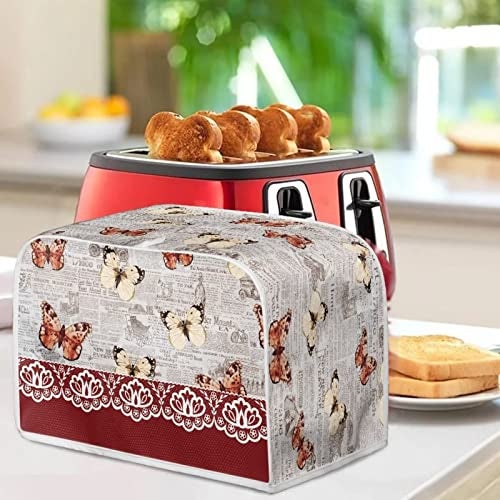 Talayituse Butterfly Flower Print 2 Slice Toaster Covers Dust Protection Bread Maker Covers Toaster Oven Cloth Cover Kitchen Accessories Washable Appliance Cover - Image 4