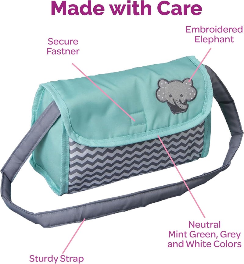 Adora Baby Doll Diaper Bag with Sturdy Straps, Includes Changing Mat and 2 Doll Diapers (Fits 13" Dolls), for Ages 3+ - Zig Zag Print - Image 5