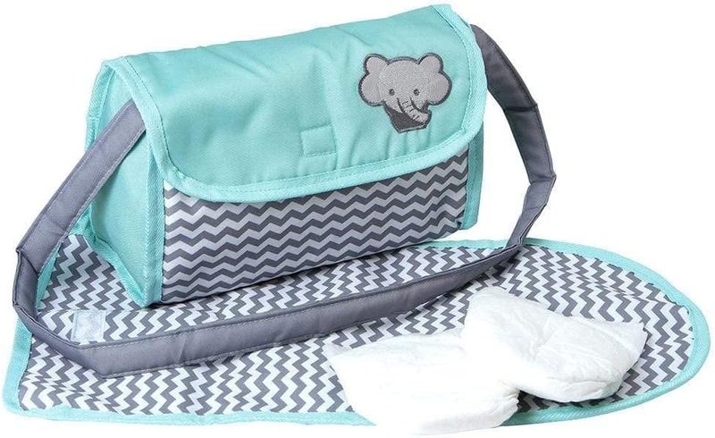Adora Baby Doll Diaper Bag with Sturdy Straps, Includes Changing Mat and 2 Doll Diapers (Fits 13" Dolls), for Ages 3+ - Zig Zag Print - Image 1