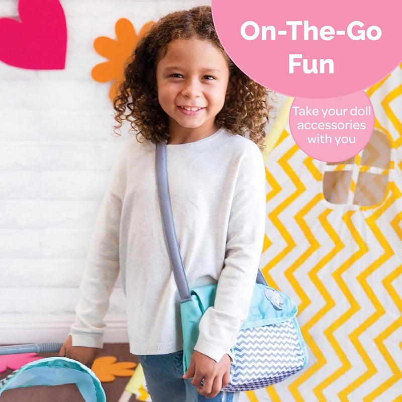 Adora Baby Doll Diaper Bag with Sturdy Straps, Includes Changing Mat and 2 Doll Diapers (Fits 13" Dolls), for Ages 3+ - Zig Zag Print - Image 3