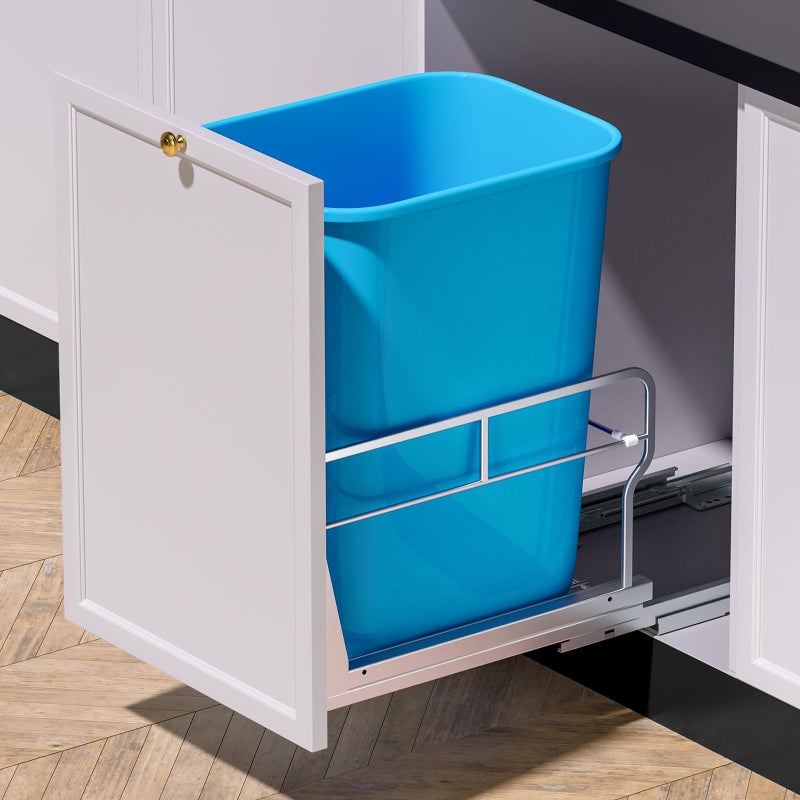 Insputer Pull Out Trash Can Under Cabinet with Soft-Close Slides, Heavy Duty Under Sink Trash Can Kit for Kitchen, Garbage Can Not Included, Requires Minimum Cabinets Opening 12" W X 18" D - Image 1