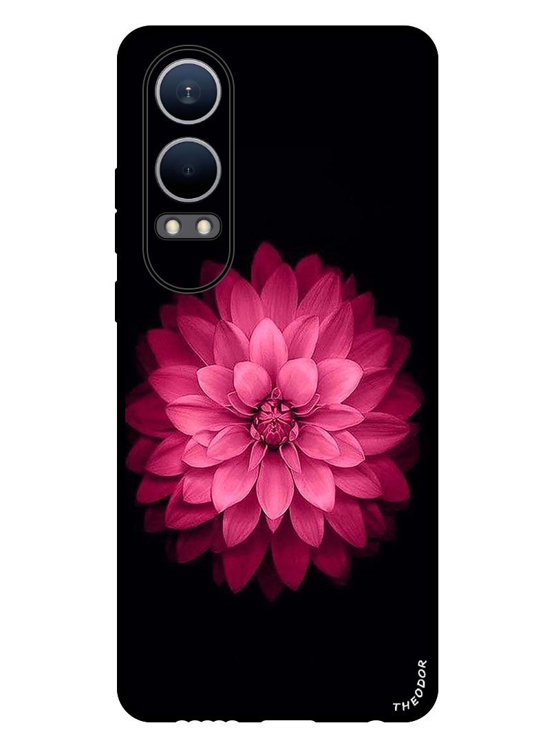Theodor Protective Case Anti Scratch Shock Proof Bumper Cover For OnePlus Nord CE4 Lite Pink Flower At Center - Image 1