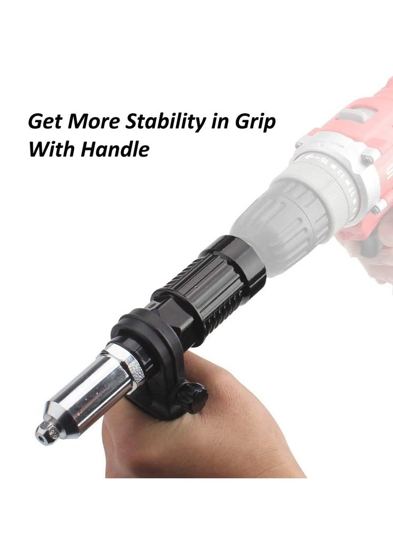 Excefore Rivet Gun Adapter Kit, Professional Rivet Gun Adapter with Handle Grip Riveter Drill Attachment Riveting Hand Tool - Rivet Attachment for Cordless Screwdrivers and Drills  - Image 2