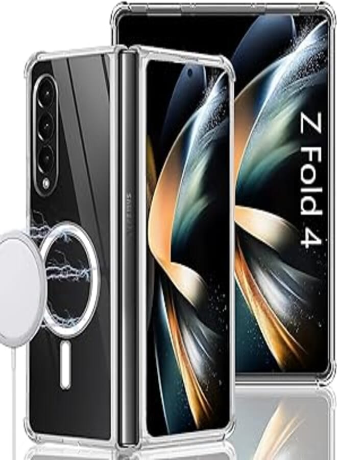 For Magnetic Case For Samsung Z Fold 4 5G Acrylic Transparent Hard Case For Galaxy Z Fold4 5G Wireless Magsafing Cover Clear