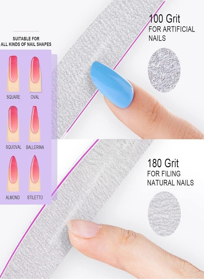QYNSIK Professional Nail Files, Double Sided Emery Board, 100/180 Grit, for Acrylic Gel Nails, Manicure and Pedicure, 3 Pcs - Image 2
