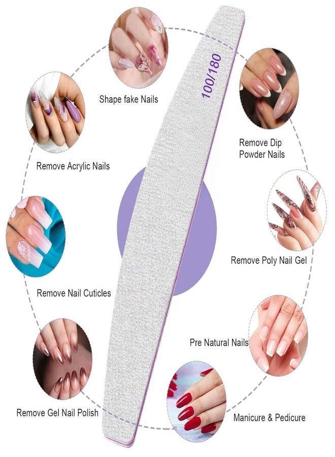 QYNSIK Professional Nail Files, Double Sided Emery Board, 100/180 Grit, for Acrylic Gel Nails, Manicure and Pedicure, 3 Pcs - Image 4