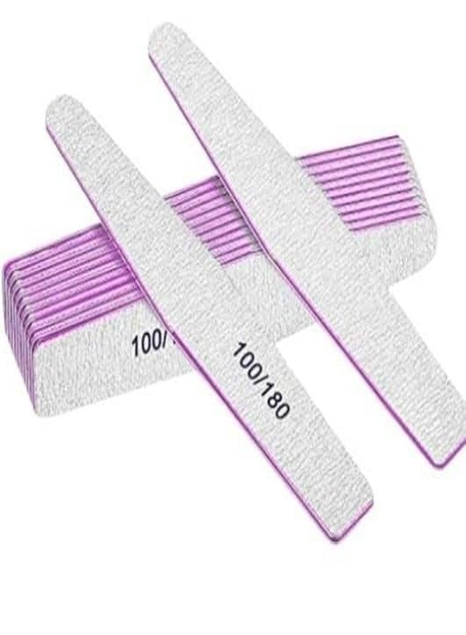 QYNSIK Professional Nail Files, Double Sided Emery Board, 100/180 Grit, for Acrylic Gel Nails, Manicure and Pedicure, 3 Pcs - Image 1