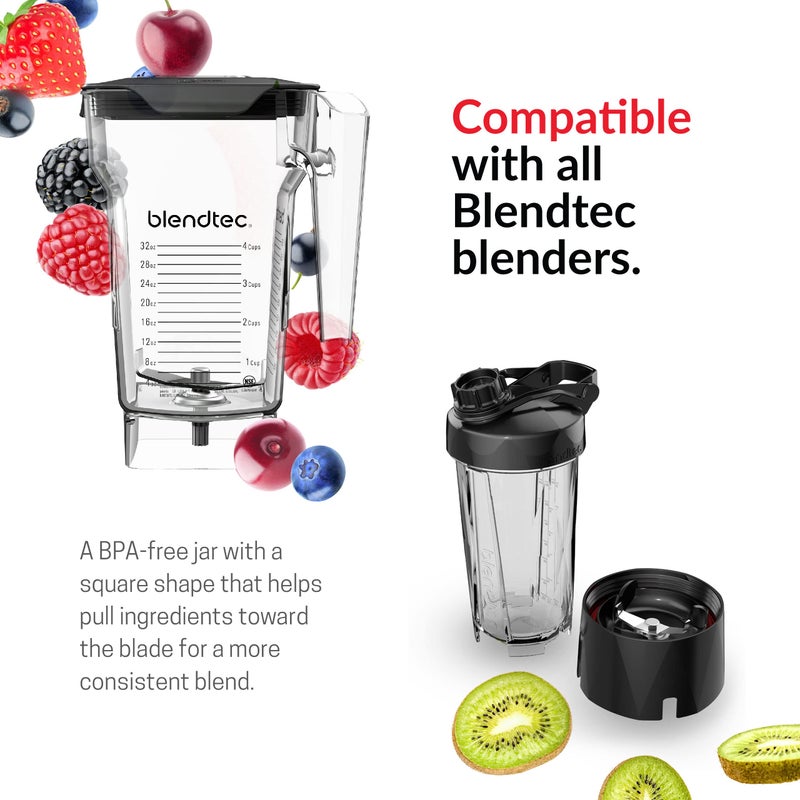 Blendtec 75 oz FourSide Jar - Four-Sided Blender Jar Compatible with Most Blendtec Blenders - 32 oz Blending Capacity - Clear - Image 3