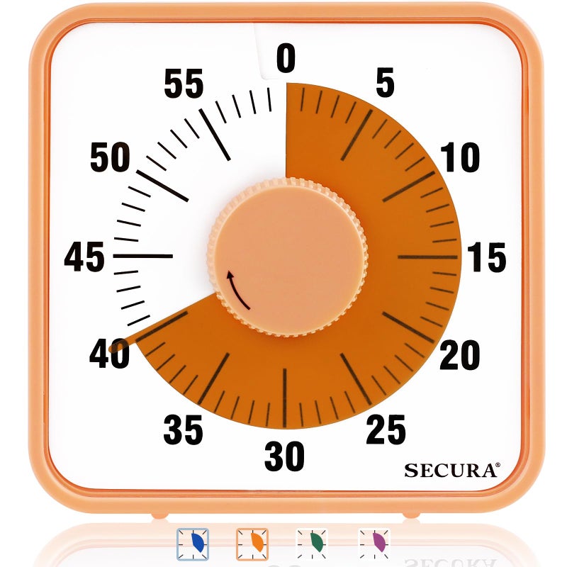 Secura 75 Inch Visual Timer 60 Minute Oversize Countdown Visual Timer for Kids and Adults Durable Mechanical Time Management Tool Orange