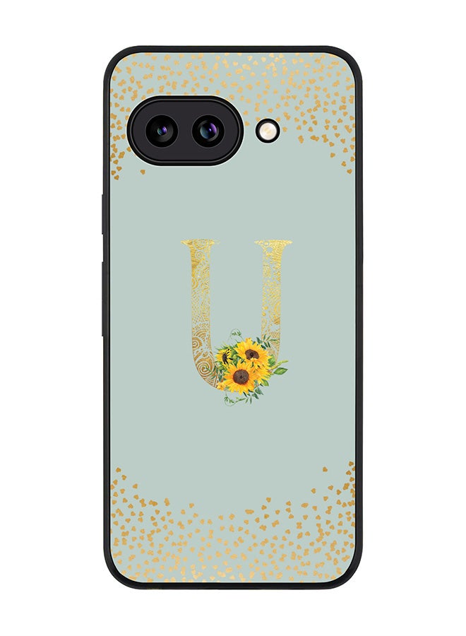 Stylizedd For Google Pixel 9a Case,Slim fit Camera Protection, Shockproof Thin Phone cover  - Custom Floral Monogram - U  (Light Grey )