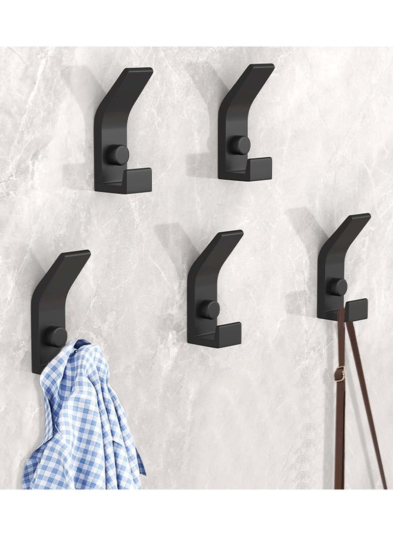 Anmi 5 Pack Coat Hooks for Hanging, Heavy Duty Hat and Coat Hanger with Fixing Screws, Dual Wall-Mounted Hooks for Clothes, Robes, Towels, Ideal for Door, Bathroom, Bedroom (Black) - Image 3